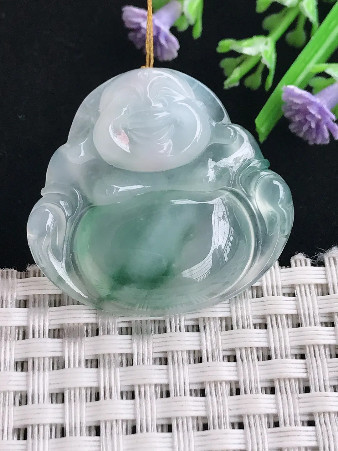 实拍A货翡翠31/33/6.7老坑冰胶果冻冰飘花佛公吊坠翡翠挂件