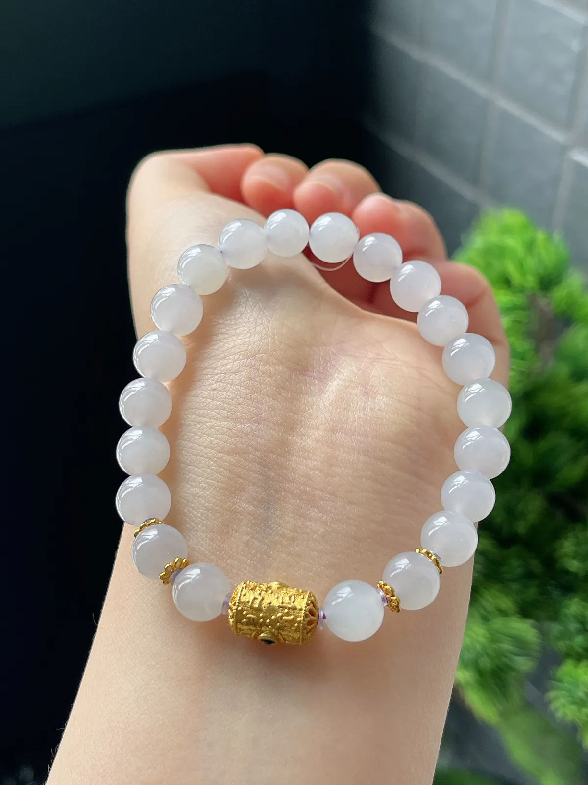 18K和田玉金紫呈祥手串