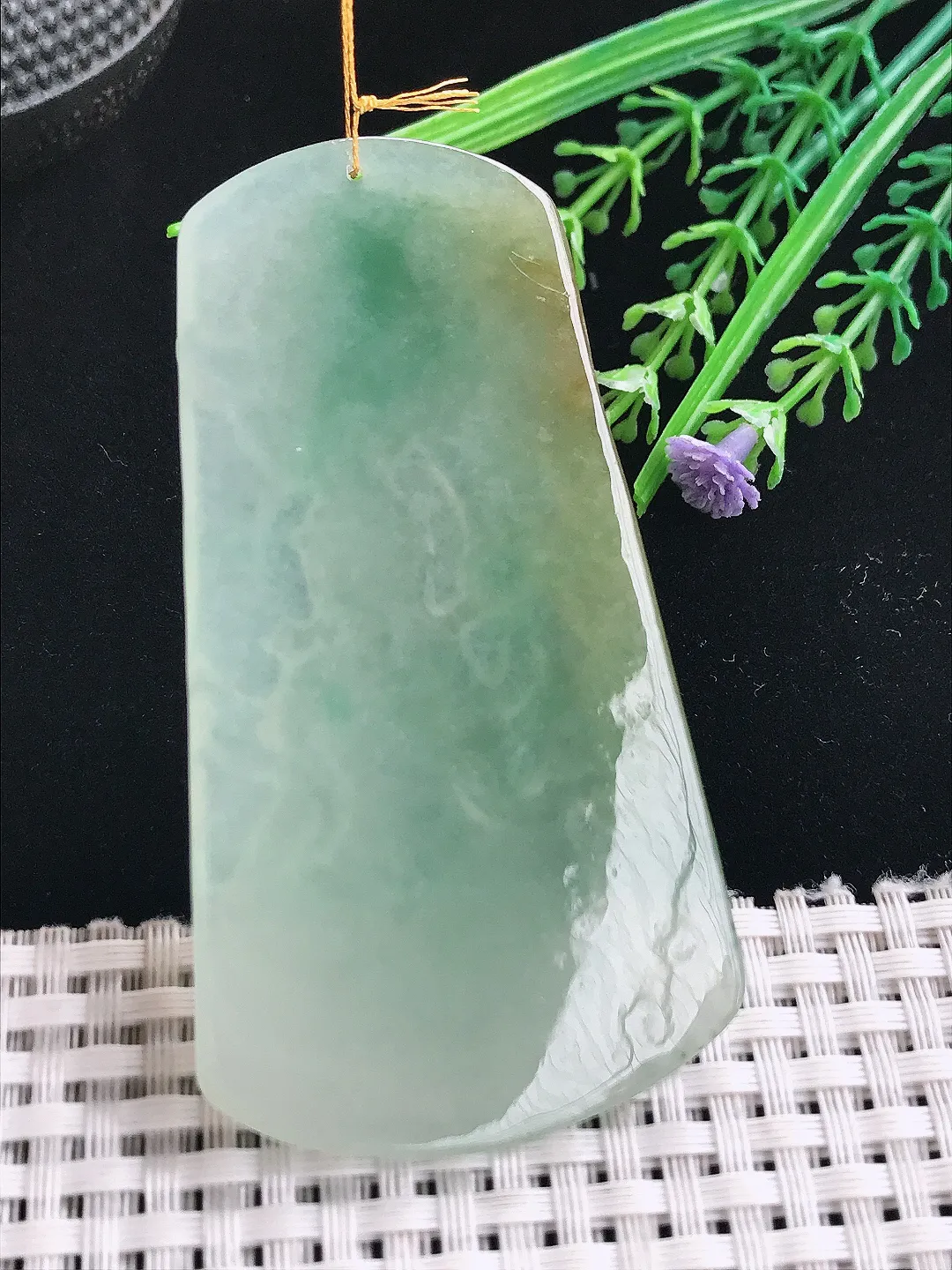 实拍A货翡翠75/41/5.2老坑冰胶水灵冰晴文殊菩萨吊坠翡翠挂件