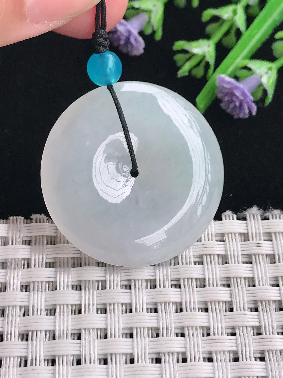 实拍A货翡翠31.2/6.4老坑秀气冰胶平安扣吊坠翡翠玉扣挂件