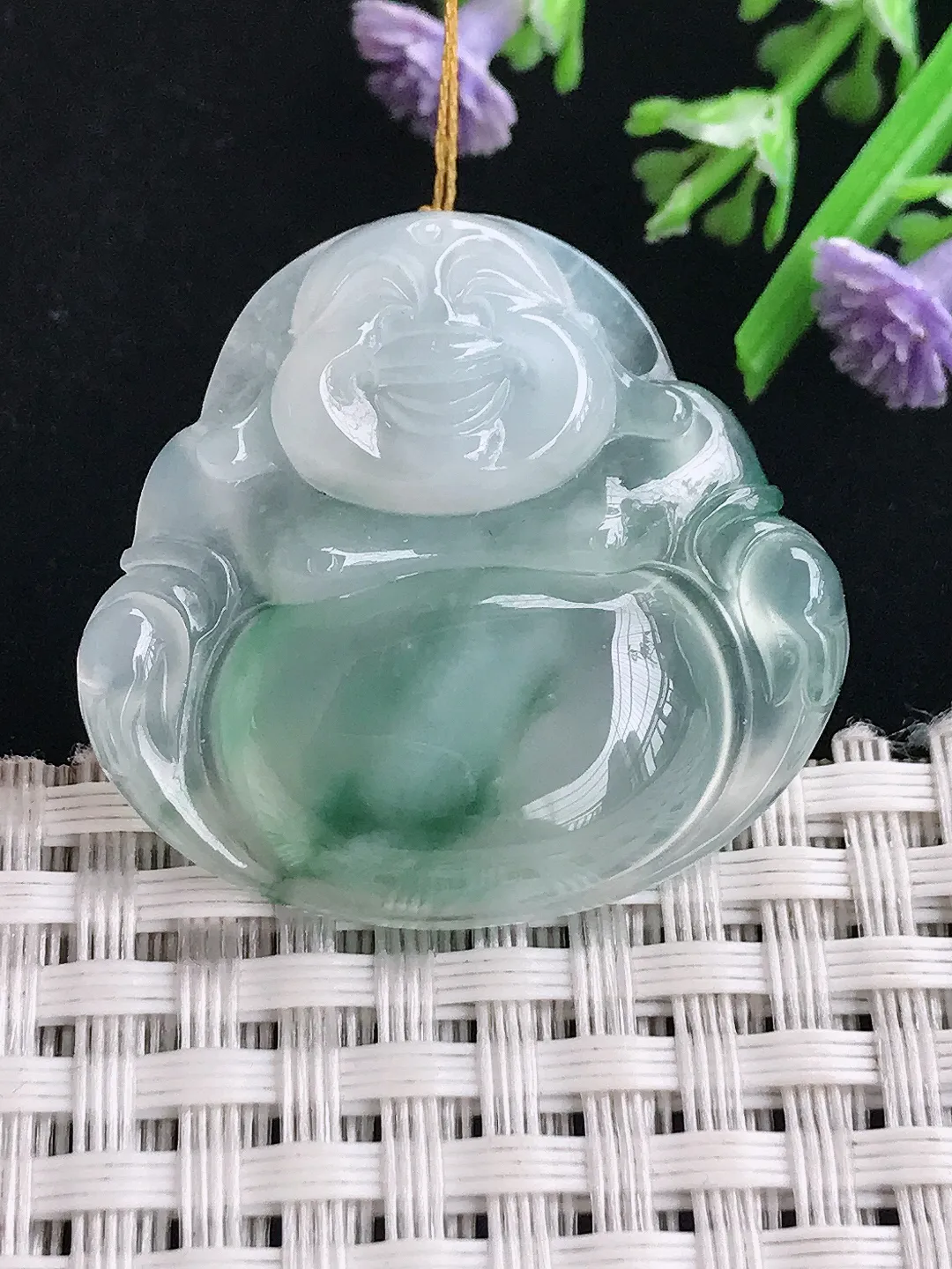 实拍A货翡翠31/33/6.7老坑冰胶果冻冰飘花佛公吊坠翡翠挂件