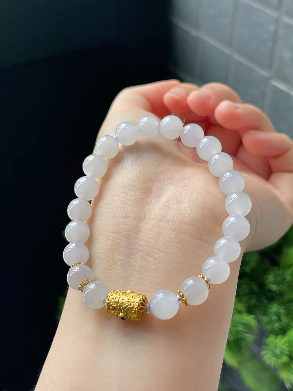 18K和田玉金紫呈祥手串