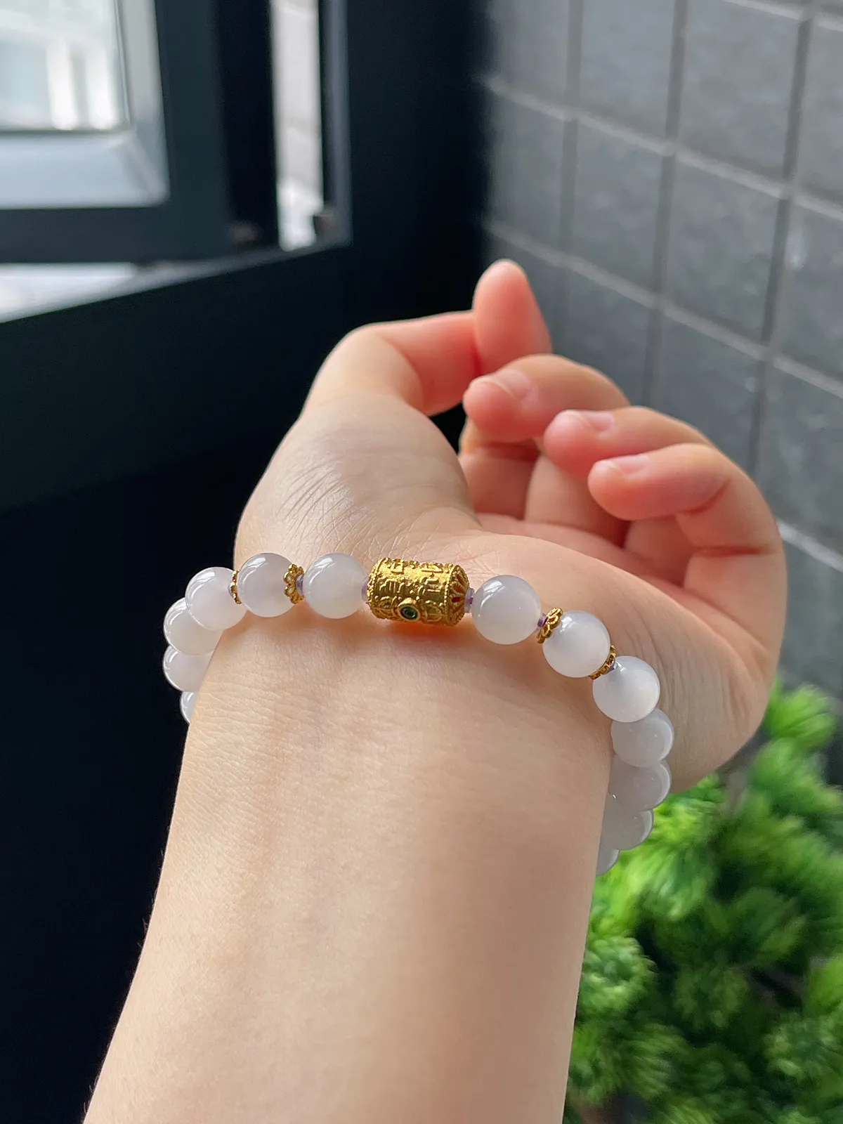 18K和田玉金紫呈祥手串