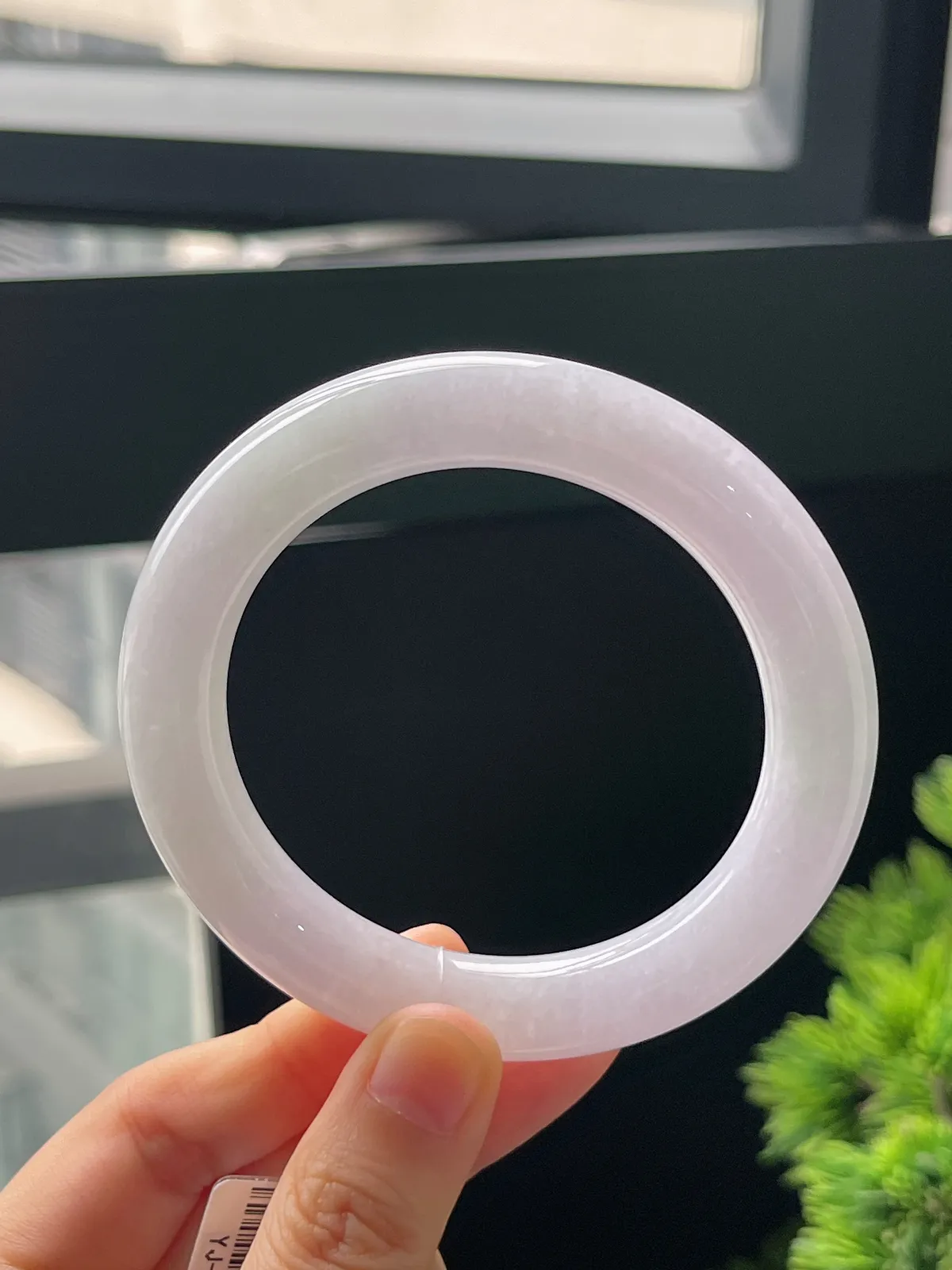 圆镯55.6圈口，翡翠糯化种紫罗兰手镯