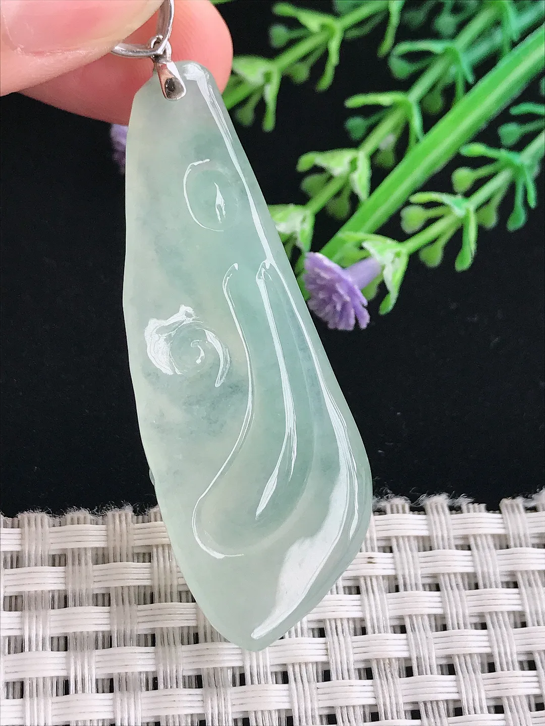 实拍A货翡翠53/20/8.8老坑冰胶果冻冰晴悟道吊坠翡翠玉佛挂件