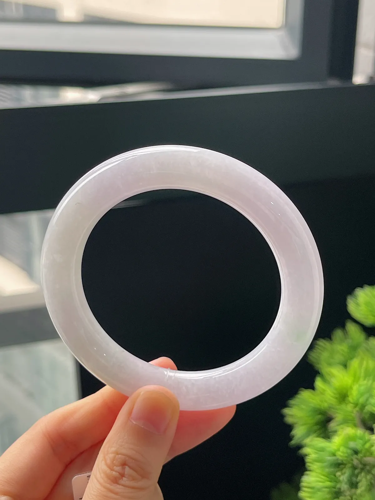 圆镯55.6圈口，翡翠糯化种紫罗兰手镯