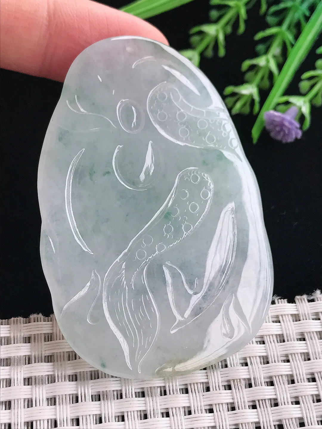 实拍A货翡翠66/44.5/10老坑冰胶果冻御龙观音吊坠翡翠挂件