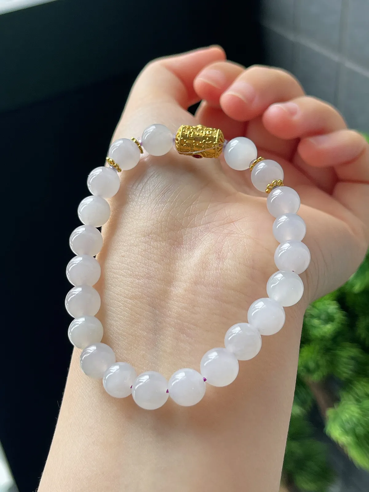 18K和田玉金紫呈祥手串