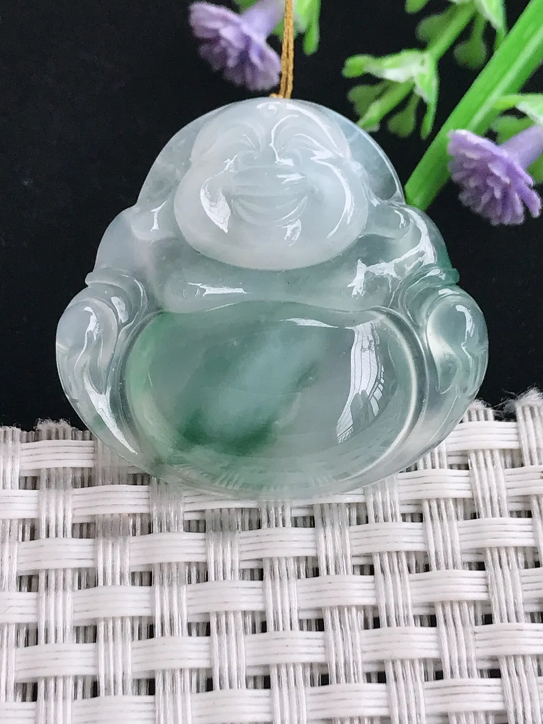 实拍A货翡翠31/33/6.7老坑冰胶果冻冰飘花佛公吊坠翡翠挂件