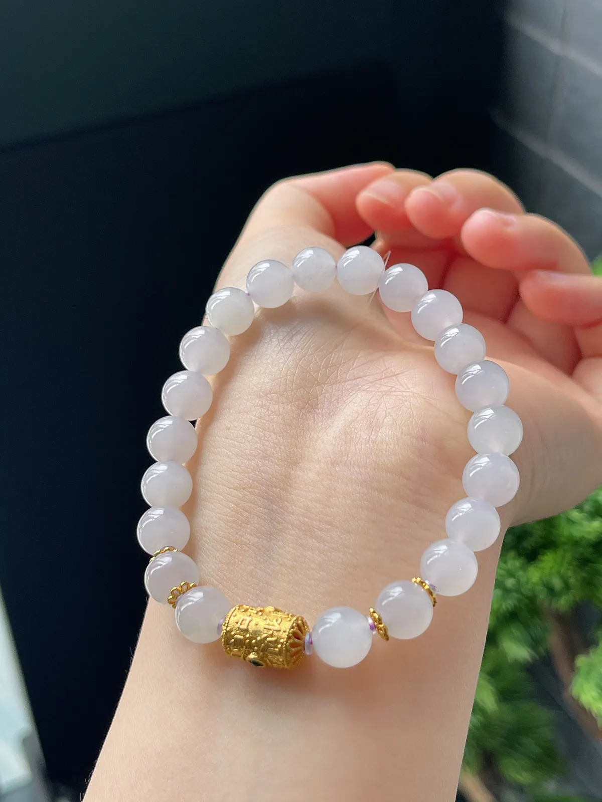 18K和田玉金紫呈祥手串