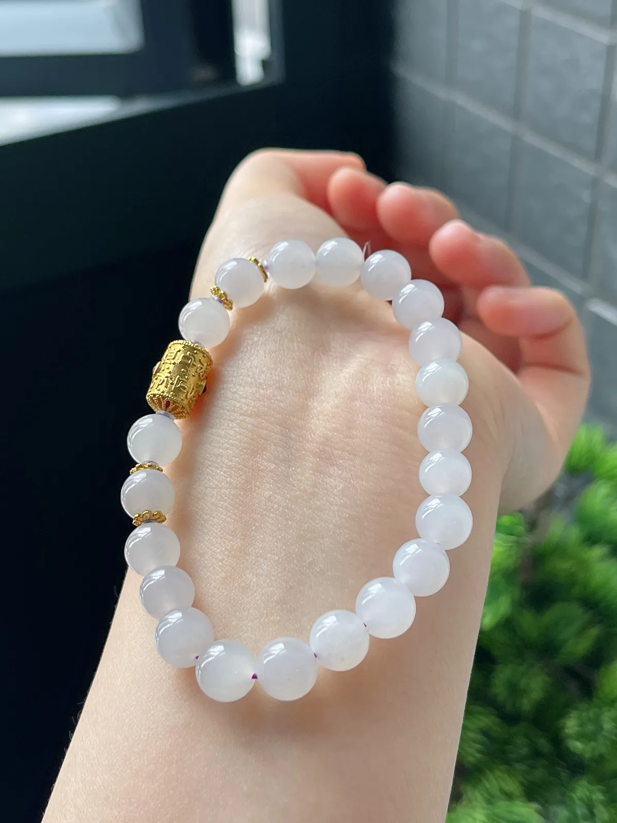 18K和田玉金紫呈祥手串