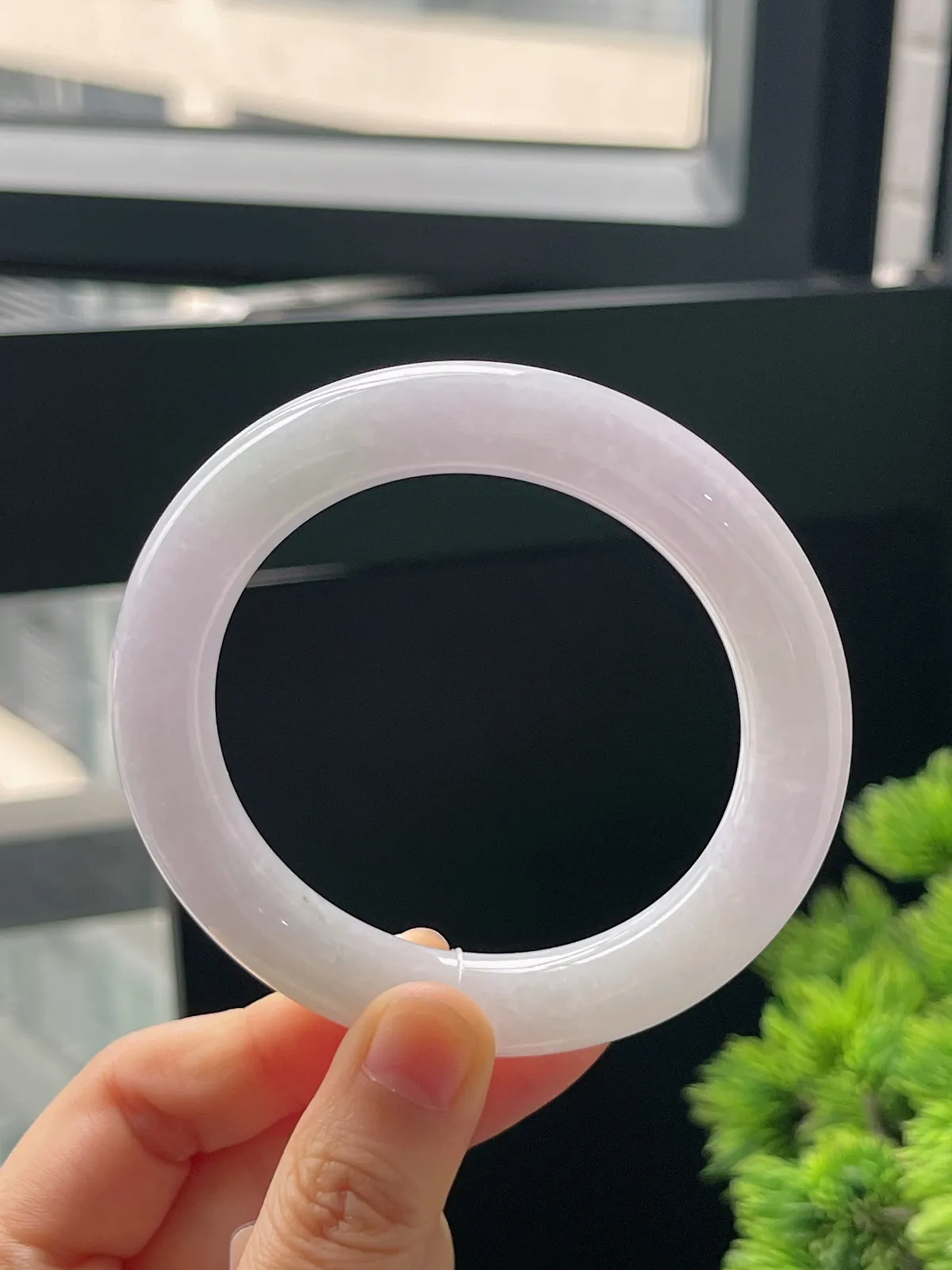 圆镯55.6圈口，翡翠糯化种紫罗兰手镯