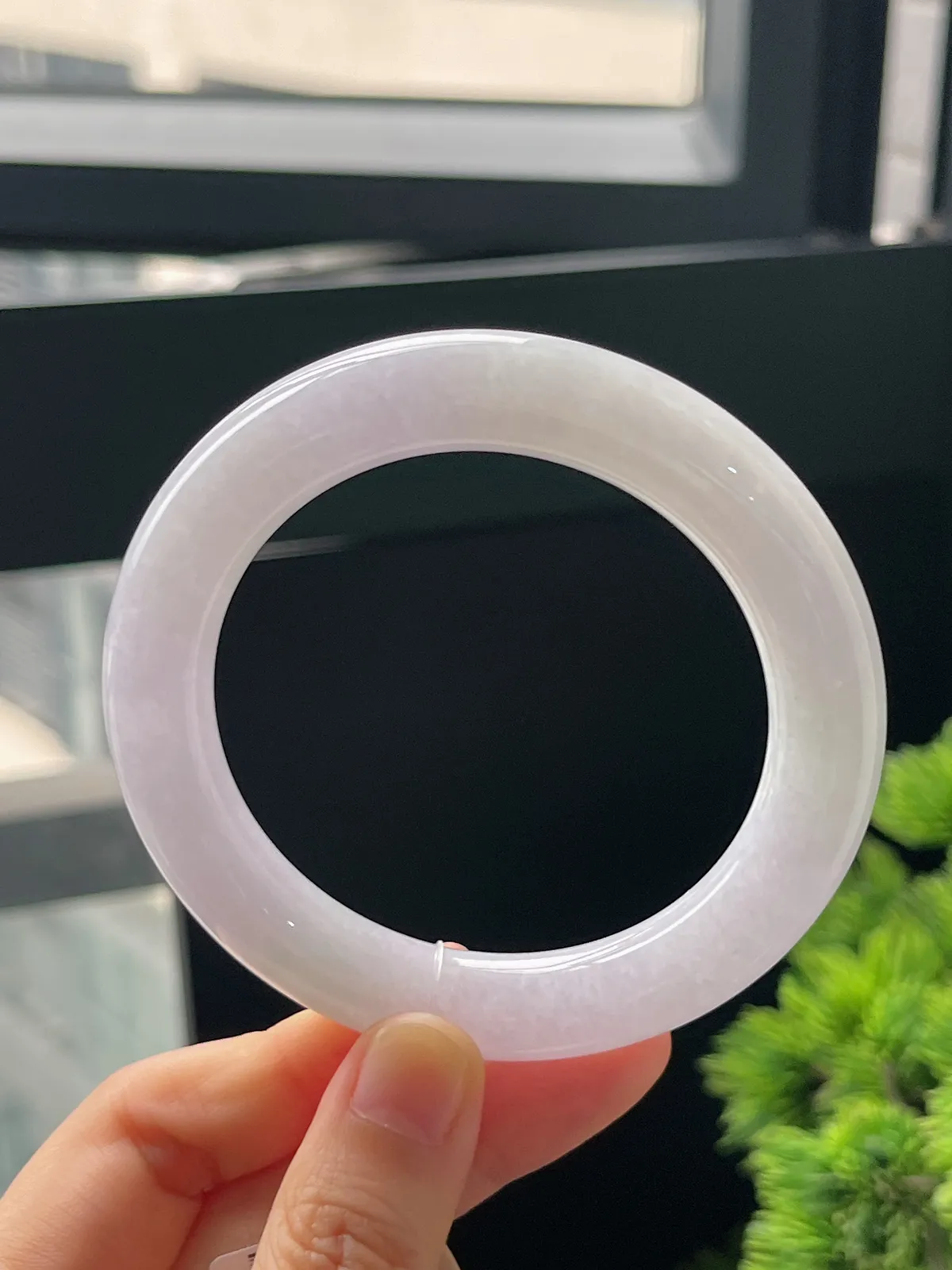 圆镯55.6圈口，翡翠糯化种紫罗兰手镯