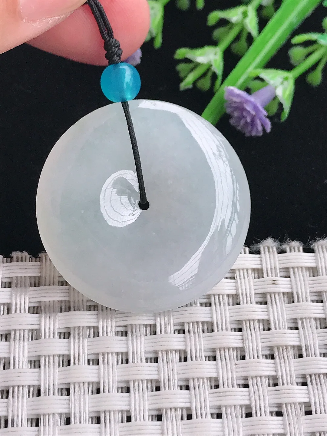 实拍A货翡翠31.2/6.4老坑秀气冰胶平安扣吊坠翡翠玉扣挂件