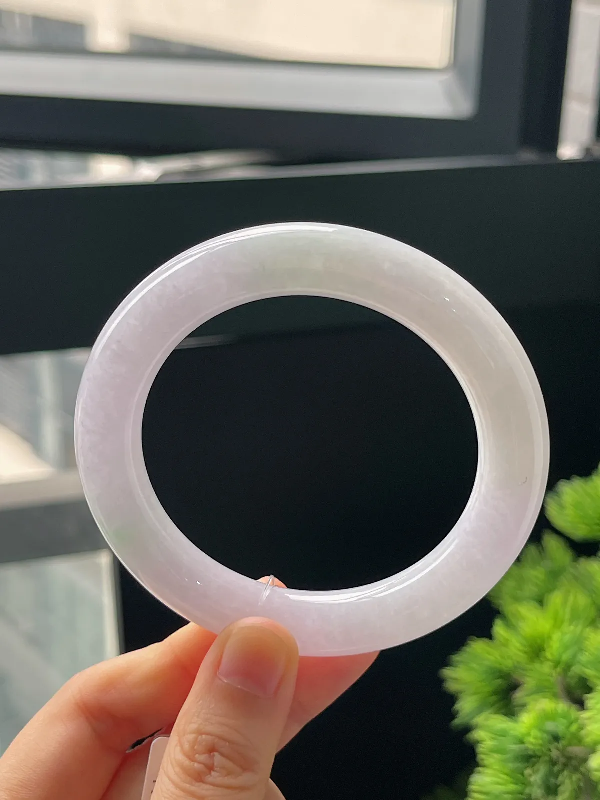 圆镯55.6圈口，翡翠糯化种紫罗兰手镯