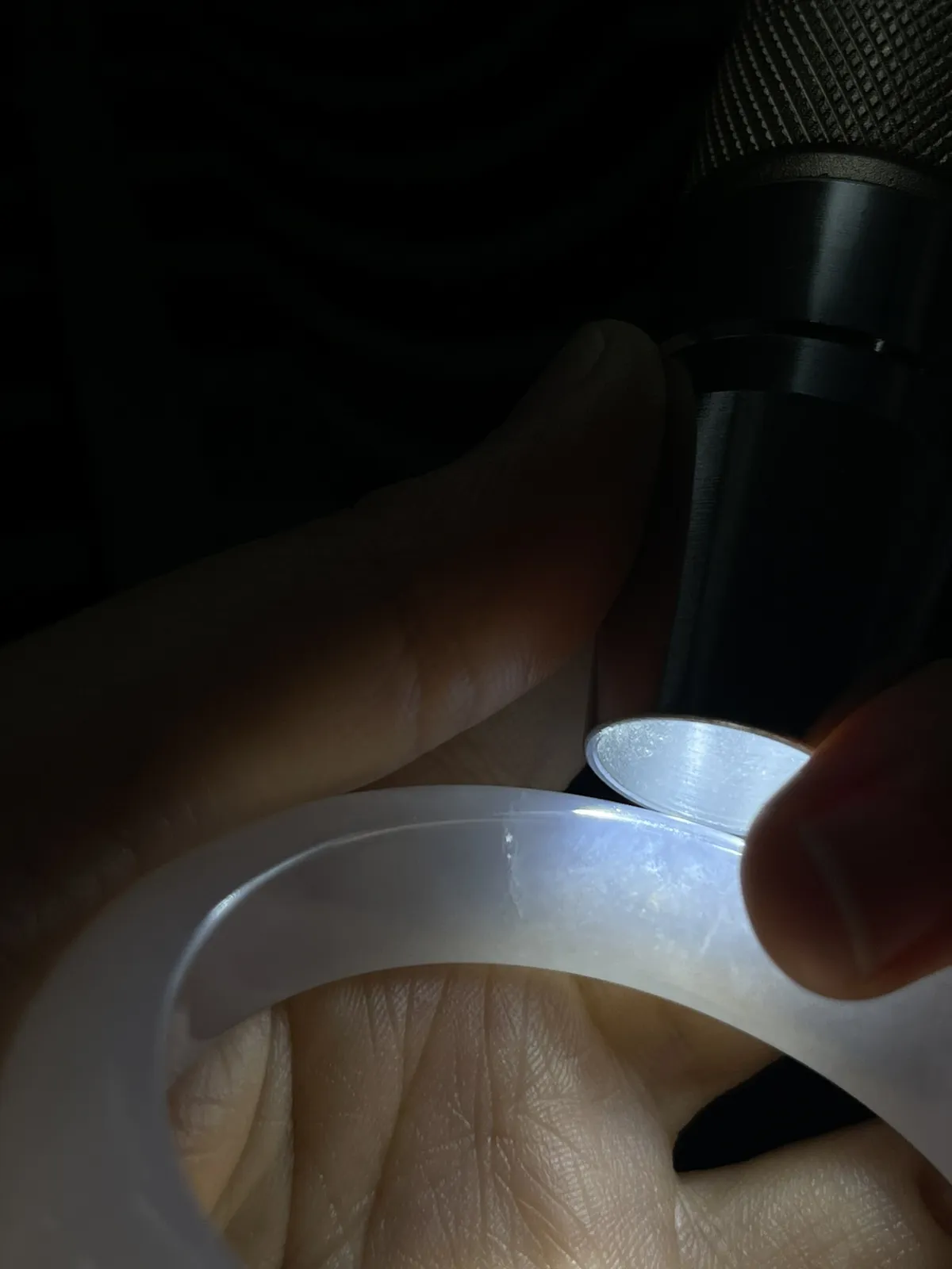 贵妃镯51.5圈口，翡翠冰糯种淡蓝色手镯