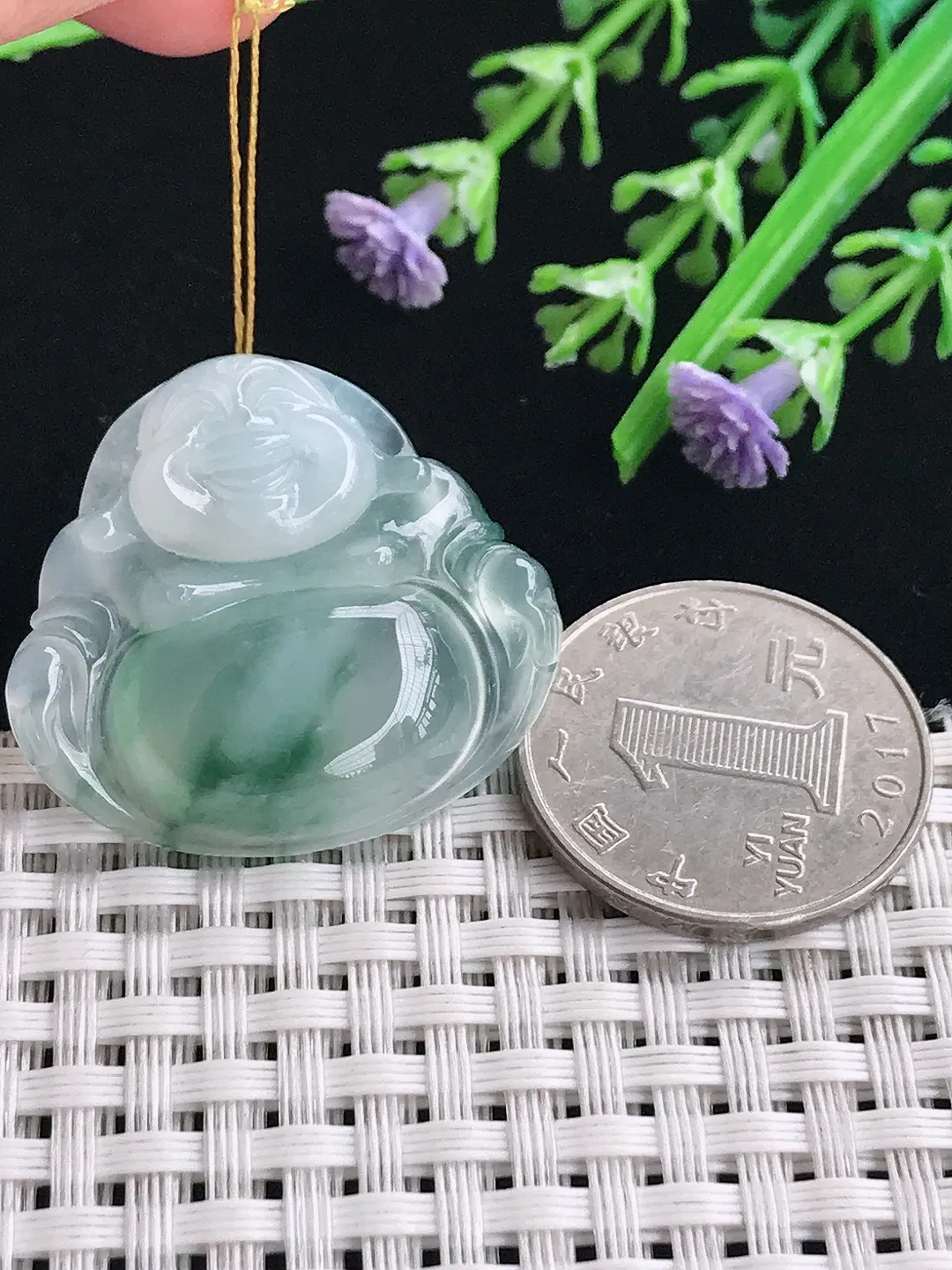 实拍A货翡翠31/33/6.7老坑冰胶果冻冰飘花佛公吊坠翡翠挂件