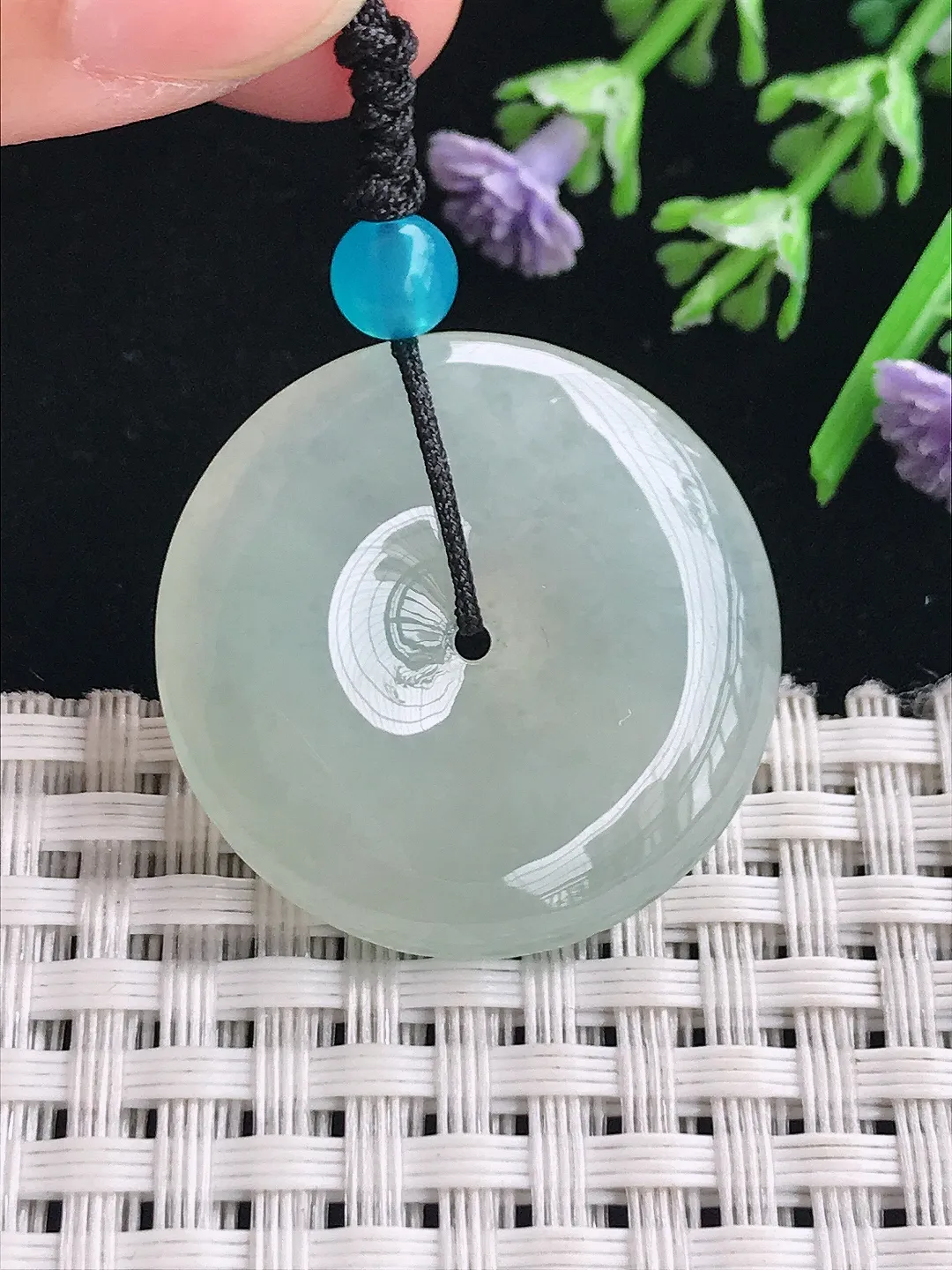 实拍A货翡翠29.3/5.7老坑冰胶水灵冰晴平安扣吊坠翡翠挂件