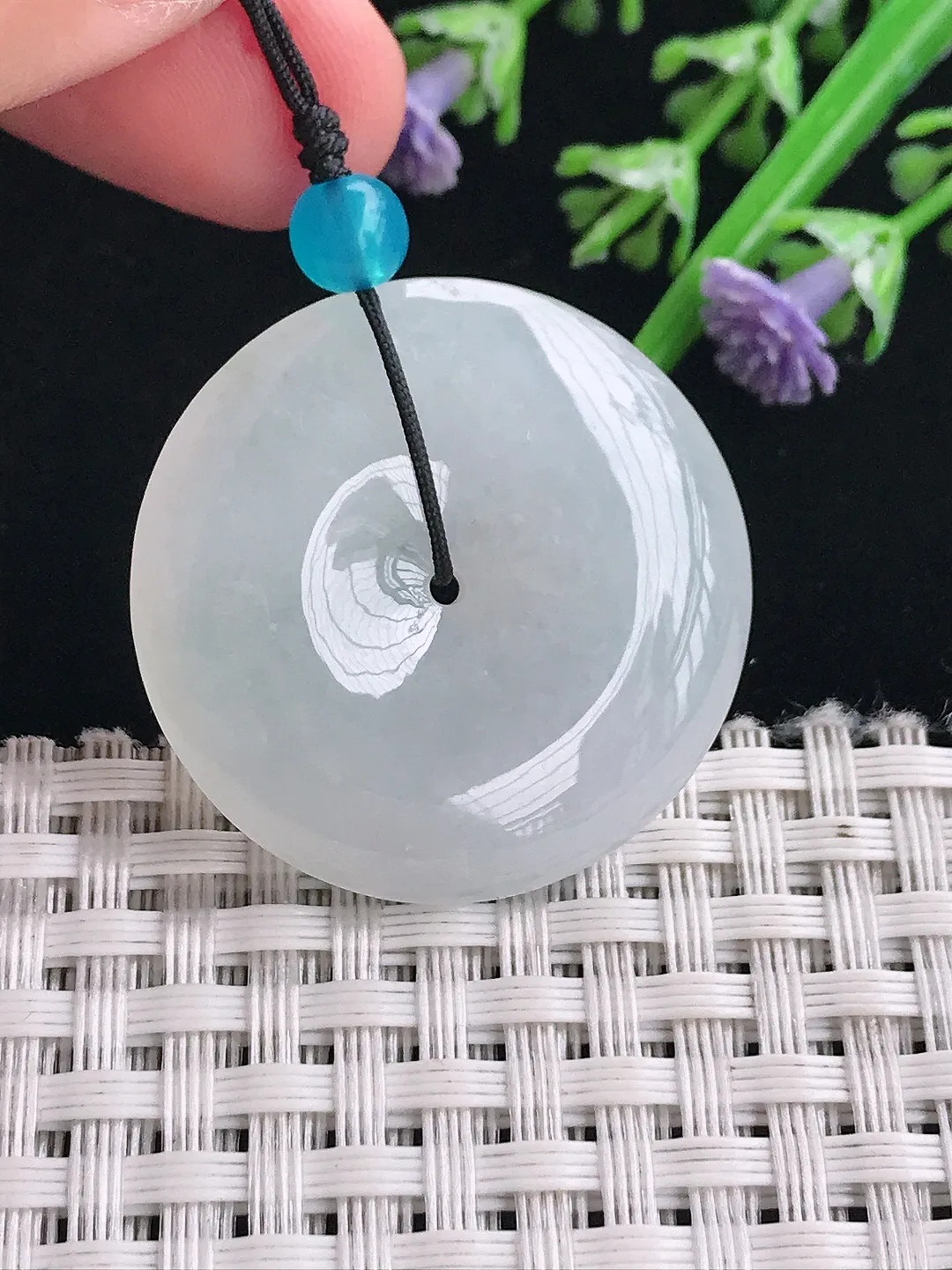 实拍A货翡翠31.2/6.4老坑秀气冰胶平安扣吊坠翡翠玉扣挂件