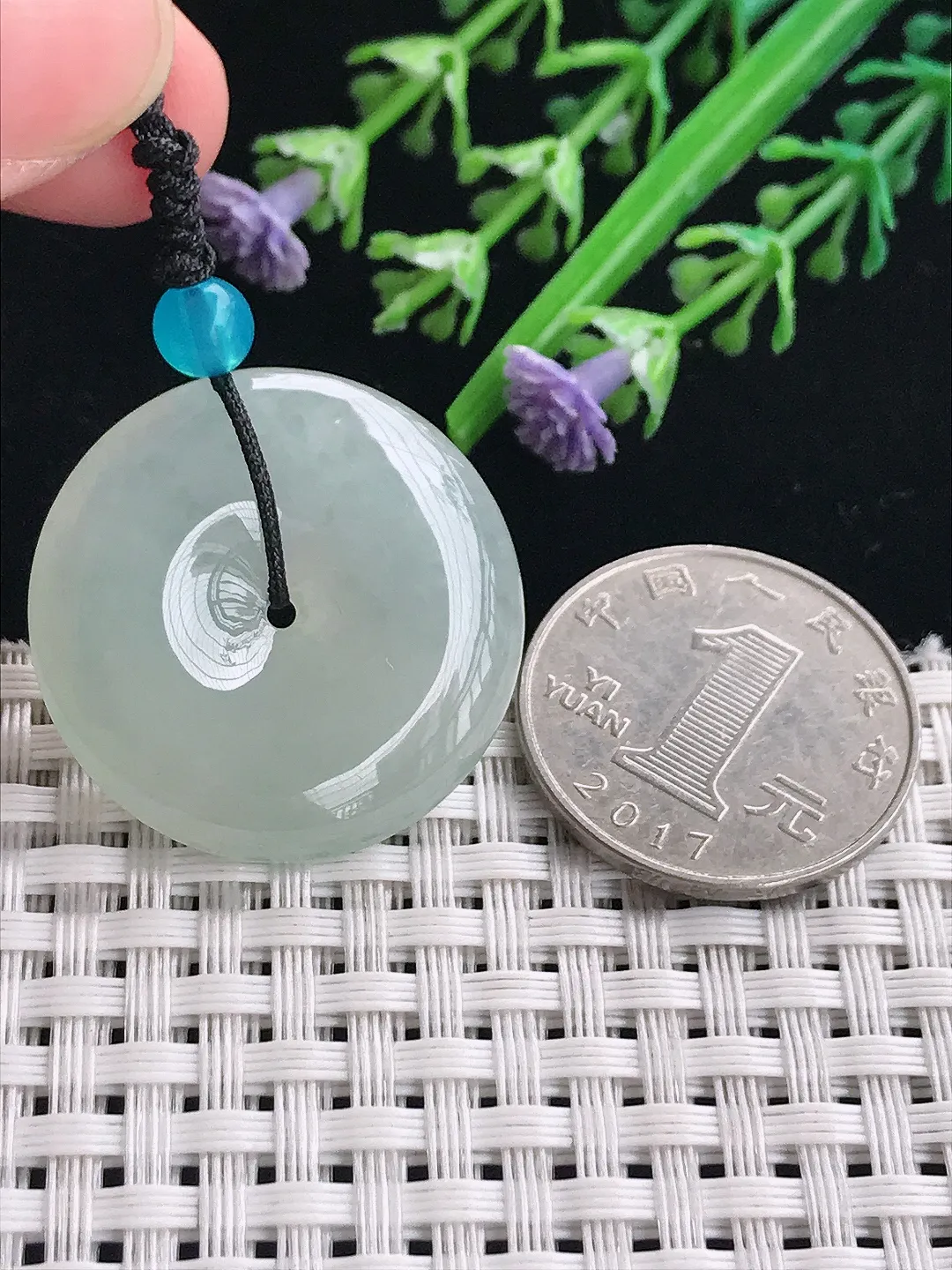 实拍A货翡翠29.3/5.7老坑冰胶水灵冰晴平安扣吊坠翡翠挂件