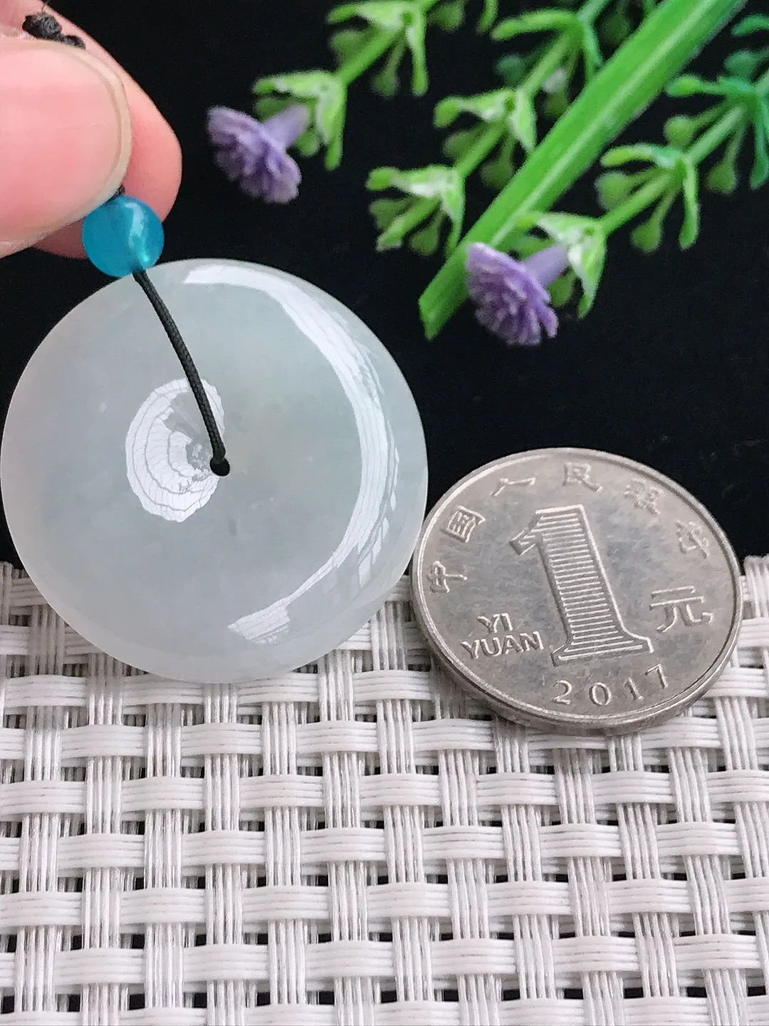 实拍A货翡翠31.2/6.4老坑秀气冰胶平安扣吊坠翡翠玉扣挂件