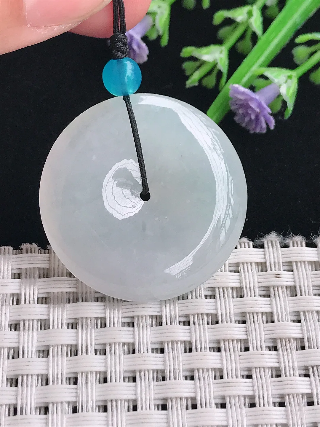 实拍A货翡翠31.2/6.4老坑秀气冰胶平安扣吊坠翡翠玉扣挂件