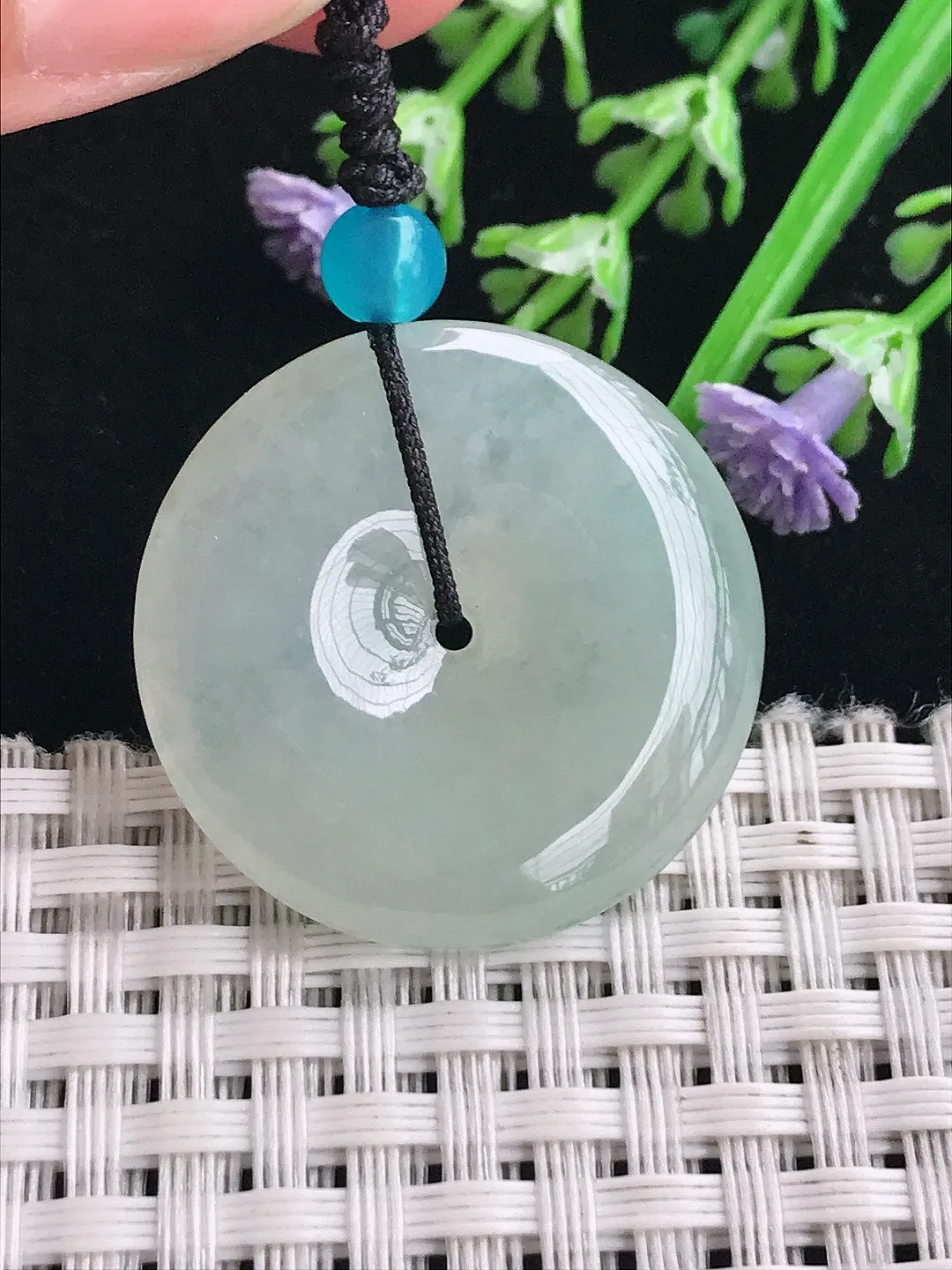 实拍A货翡翠29.3/5.7老坑冰胶水灵冰晴平安扣吊坠翡翠挂件