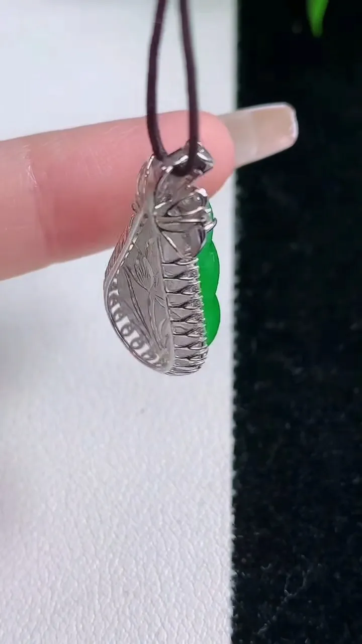 天然A货翡翠福豆吊坠，尺寸28-13.4-7.4，裸石20.8-10.7重量:3.89g
3月5日