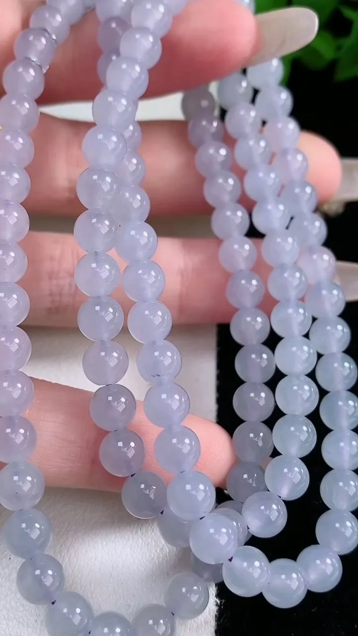 天然A货翡翠紫罗兰圆珠项链，尺寸5.8-108颗，重量:40.95g3月5日
工厂直销收藏佳品,种好