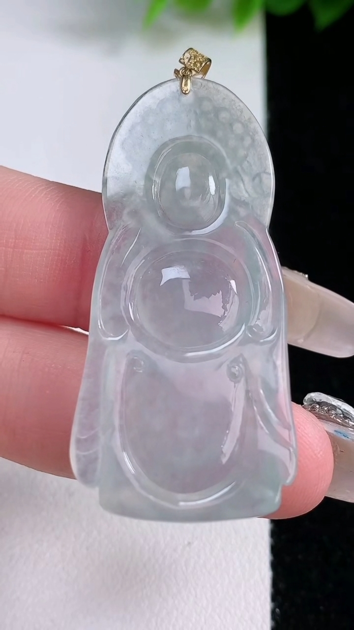 天然A货翡翠种白冰财神爷吊坠，尺寸45-21.6-5，重:8.61g 116
3月8日