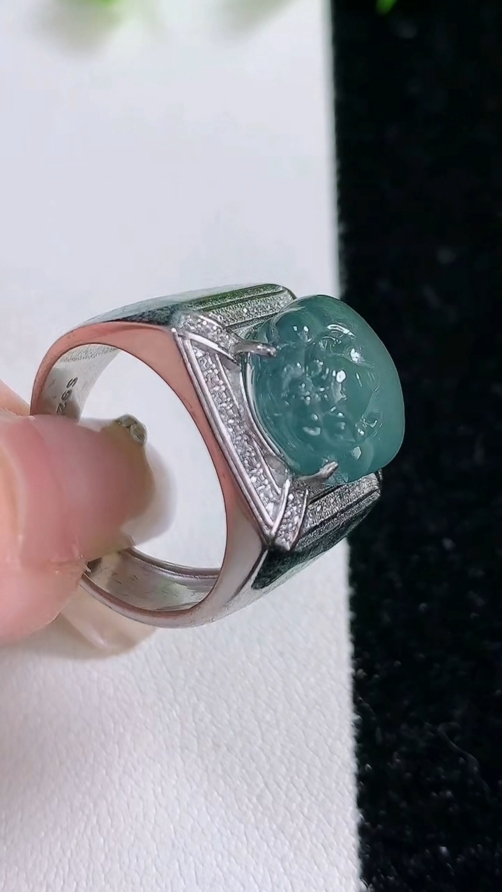 天然A货翡翠貔貅戒指，尺寸14.6-12.8-5，重:10.57g2026年3月8日
工厂直销收藏佳品,种好水足，色泽均匀，有种有色，上手高大气！