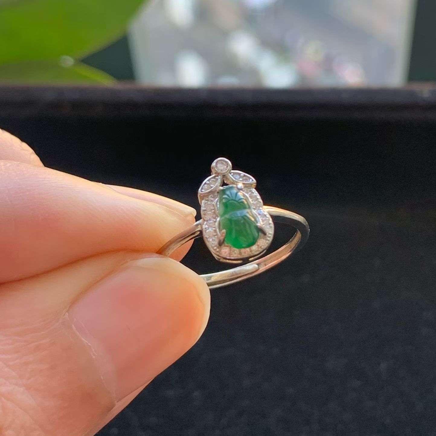 A货天然翡翠冰糯种925银满绿葫芦戒指活口重量1.46
3月10日