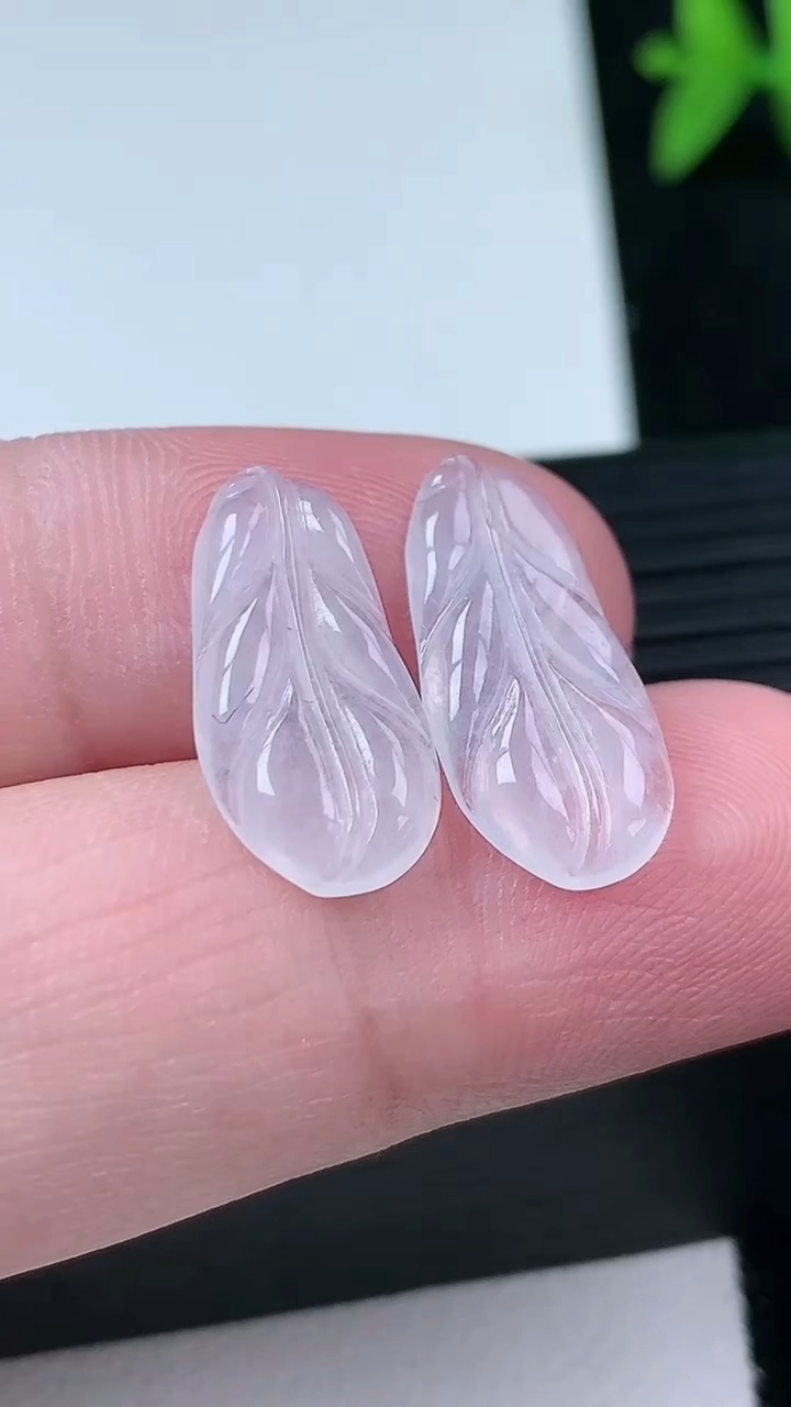 天然A货翡翠金枝玉叶 叶子镶嵌件一对尺寸19-8.7-2.2重量:1.87g
3月12日