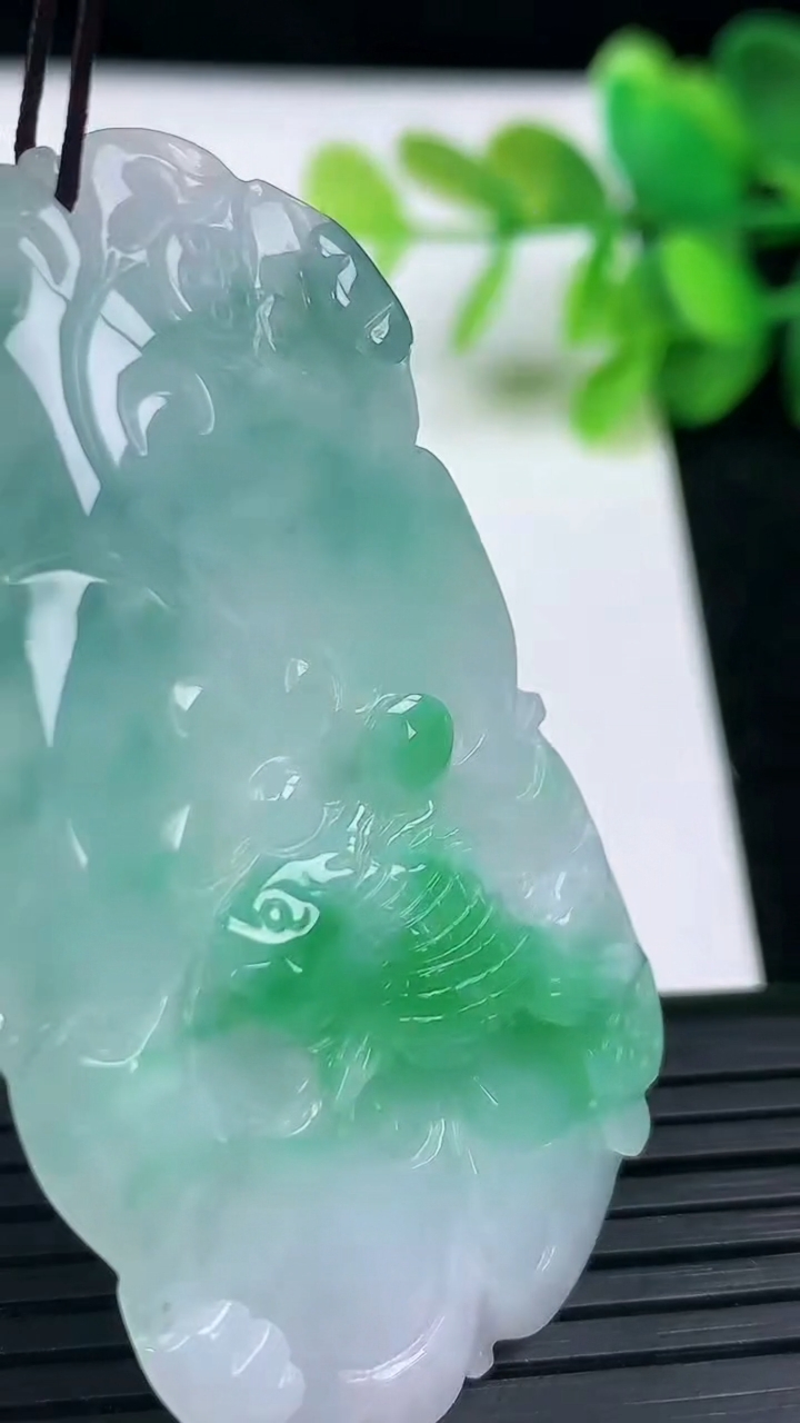 天然A货翡翠年年有余吊坠尺寸56-31.9-5.2重量:16.60g
3月13日