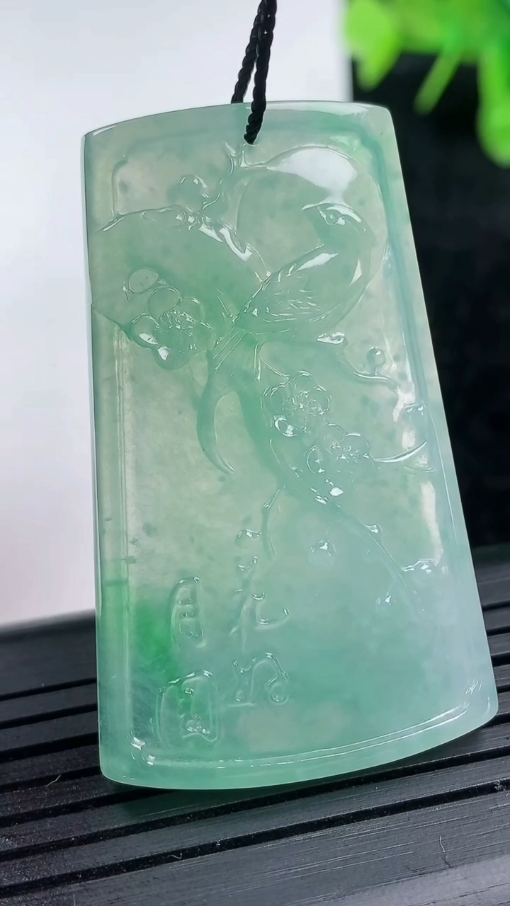 天然A货翡翠鸟语花香吊坠尺寸46.1-28.3-4.1重量:13.1g
3月14日