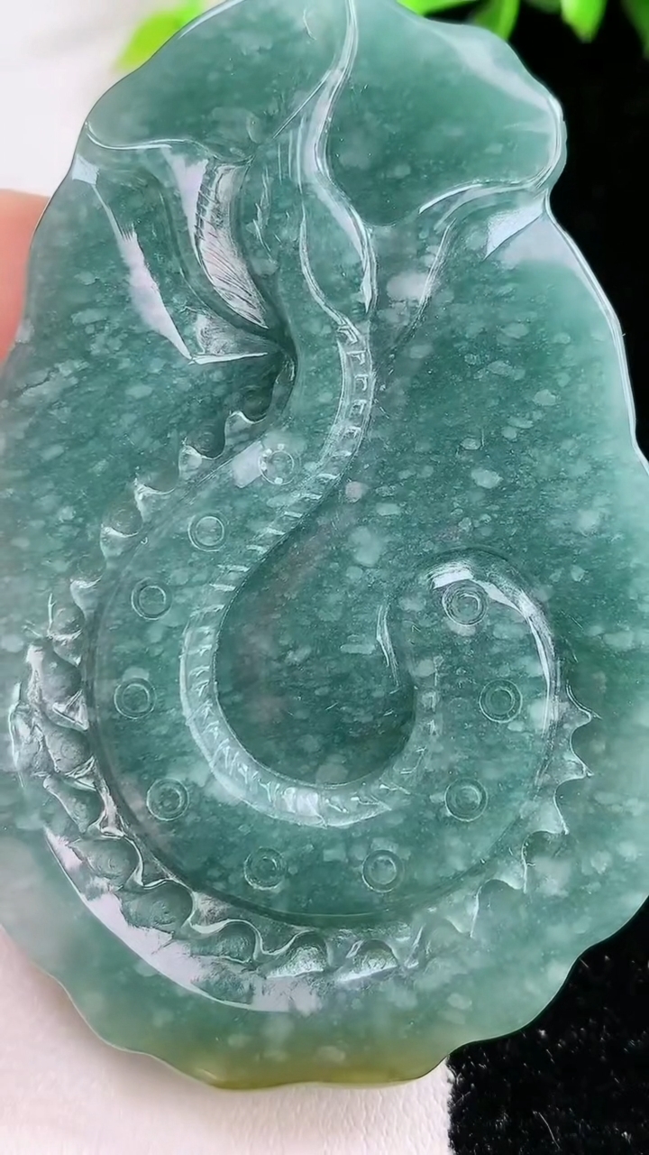 天然A货翡翠蓝水双彩龙牌吊坠，尺寸72.2-47.8-10.7，重:50.73g
3月14日