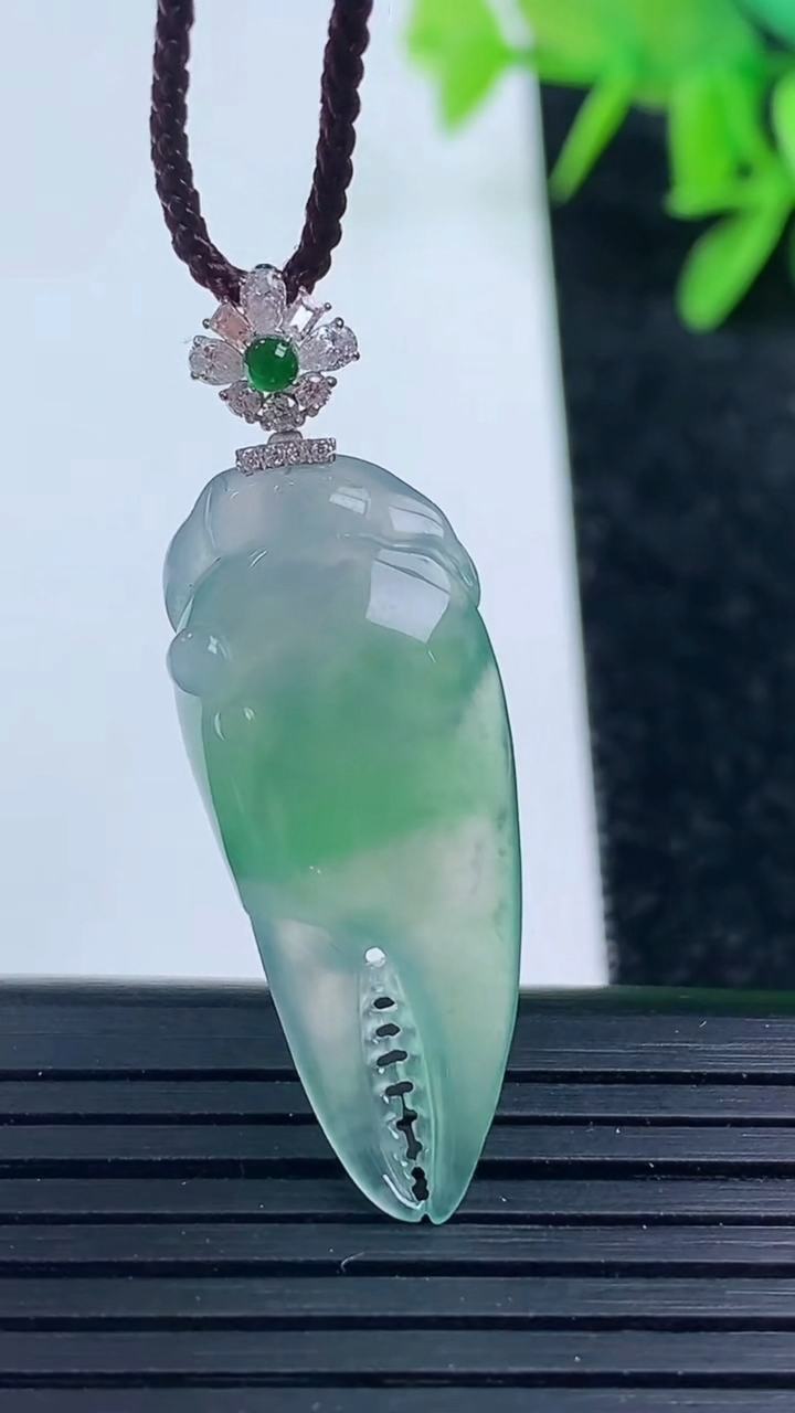 天然A货翡翠蟹钳吊坠尺寸31.6-13-6.2重量:4.14g
3月16日