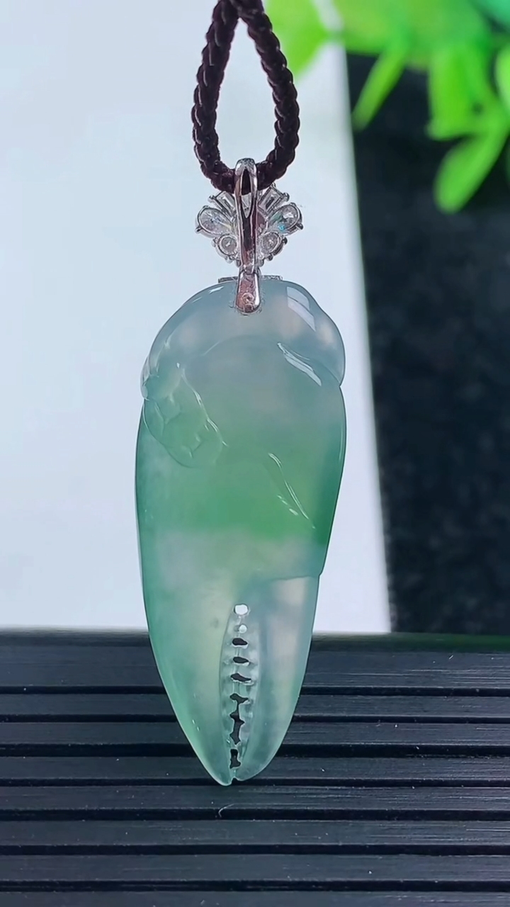 天然A货翡翠蟹钳吊坠尺寸31.6-13-6.2重量:4.14g
3月16日