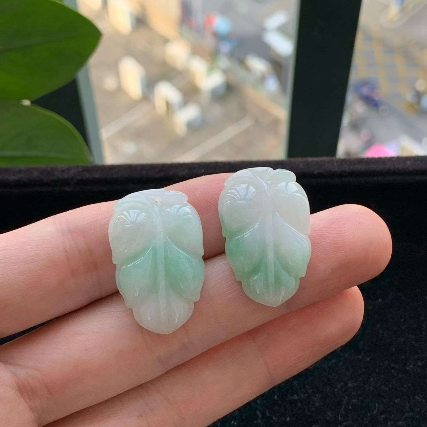 A货天然翡翠冰糯种飘绿一对叶子吊坠重量4.95
3月17日