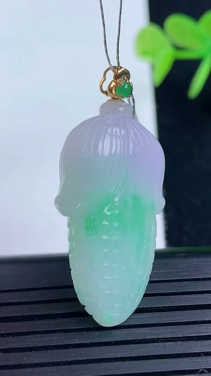 天然A货翡翠玉米吊坠尺寸33.3-16.4-8.4重量:8.53g
3月17日