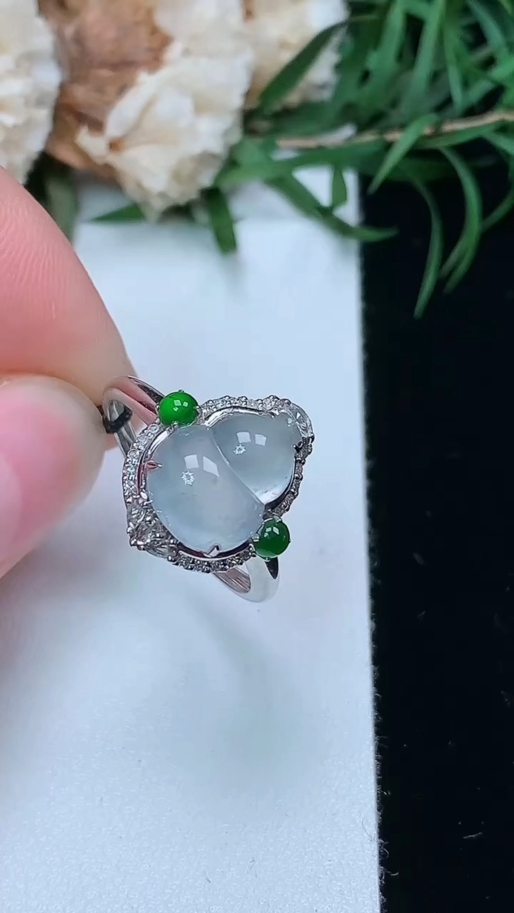 天然A货翡翠白冰葫芦戒指，尺寸17.3-10.7-8.3，重量:2.81g2026年3月22日
工厂