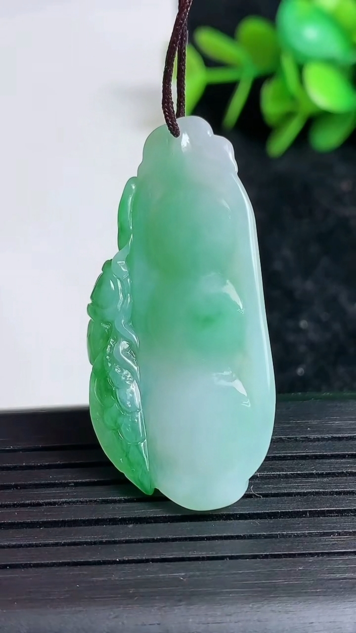 天然A货翡翠福豆吊坠尺寸42.1-20.3-7.7重量:8.55g
3月23日