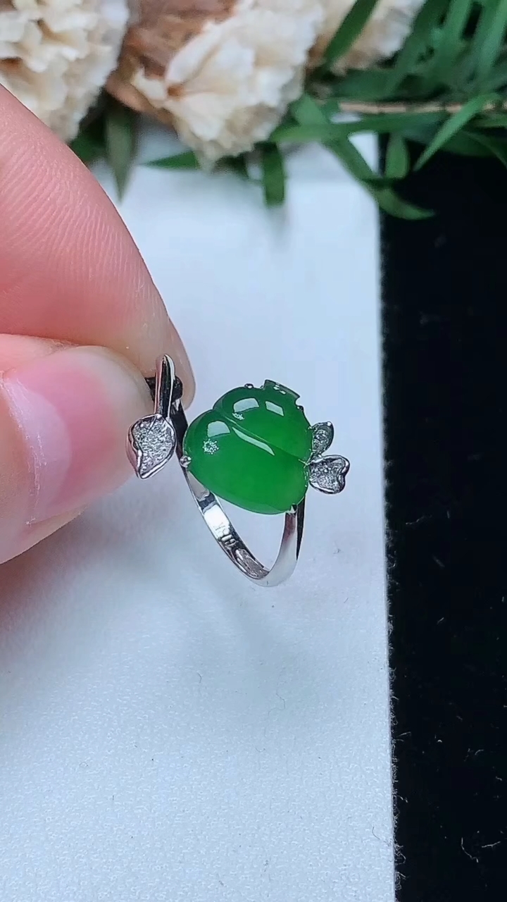 天然A货翡翠葫芦戒指，尺寸17-8.8-9，重量:1.60g2026年3月23日
工厂直销收藏佳品,