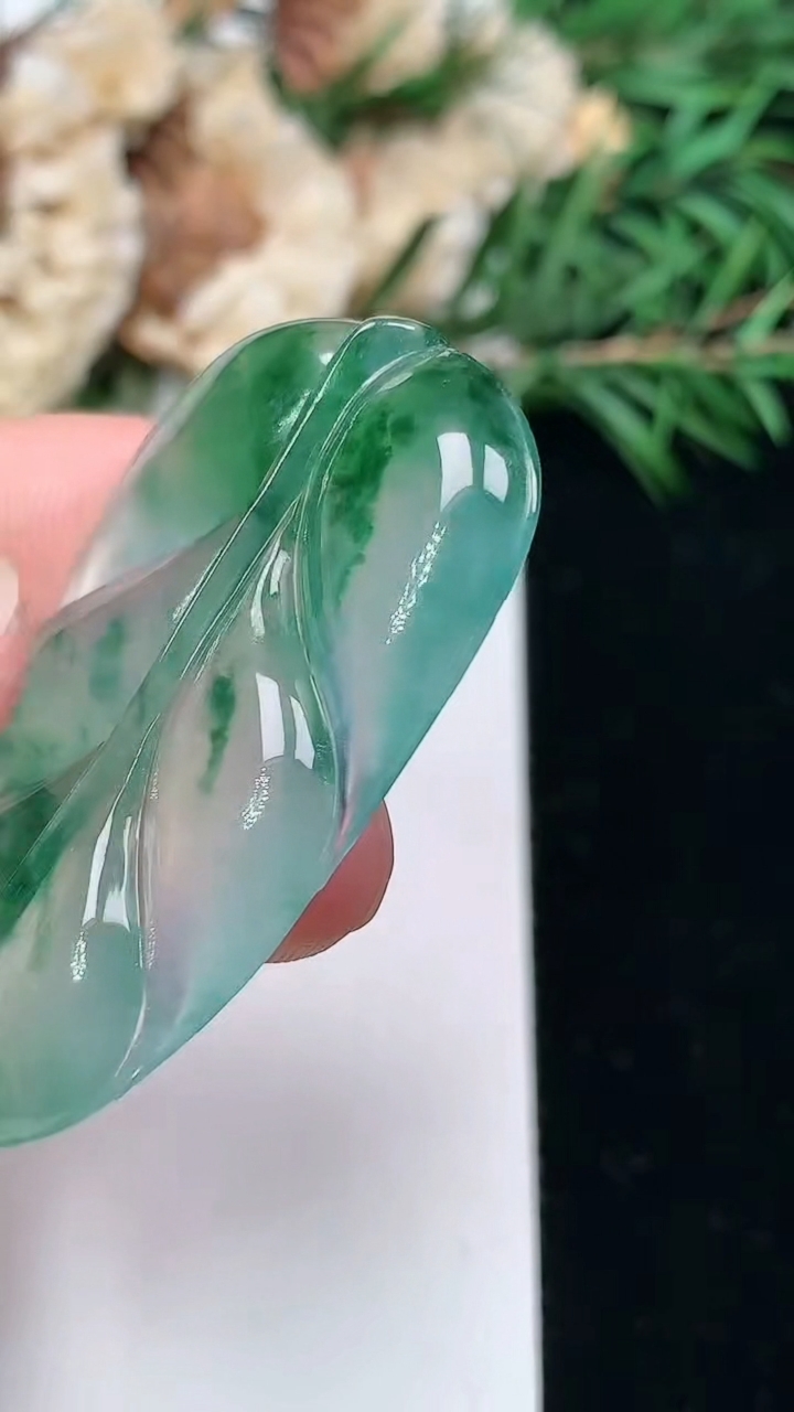 天然A货翡翠金枝玉叶 叶子镶嵌件，尺寸44.6-27.2-4.4，重量:10.66g
3月24日