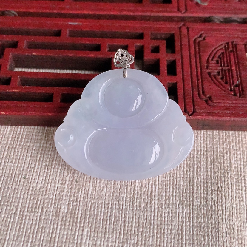 天然A货翡翠18K金扣头紫罗兰佛公吊坠 
尺寸27-33.7-6.3mm 重量8.96g 0326