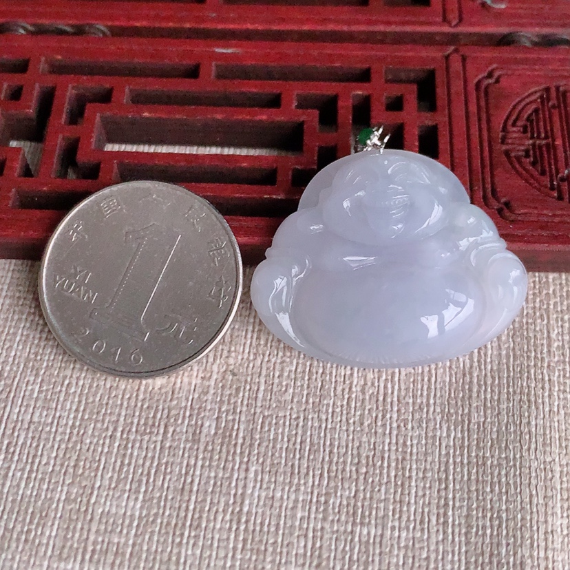 天然A货翡翠18K金扣头紫罗兰佛公吊坠 
尺寸27-33.7-6.3mm 重量8.96g 0326