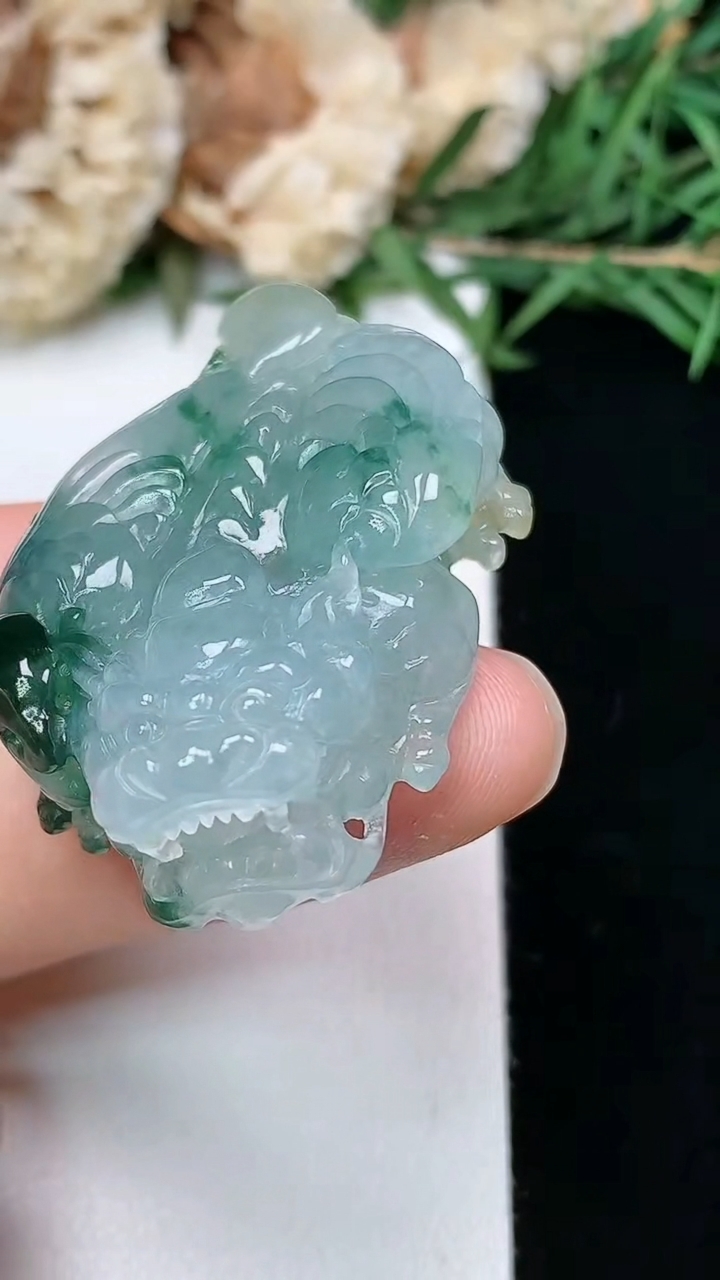 天然A货翡翠双彩貔貅吊坠，尺寸40.5-25.4-11，重量:20.90g
3月28日