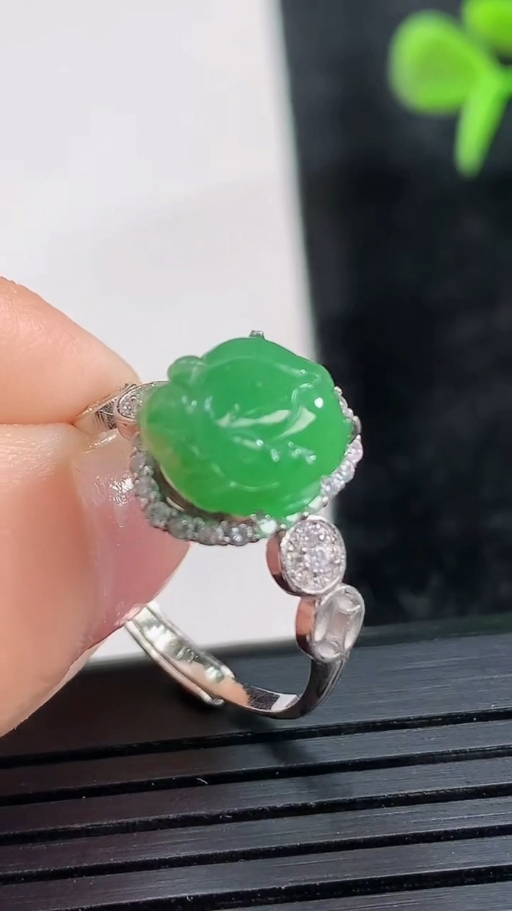 天然A货翡翠金蟾戒指尺寸18.5-10.8-9.4重量:2.96g2026年3月28日
工厂直销收藏佳品,种好水足，色泽均匀，有种有色，上手高大气！
