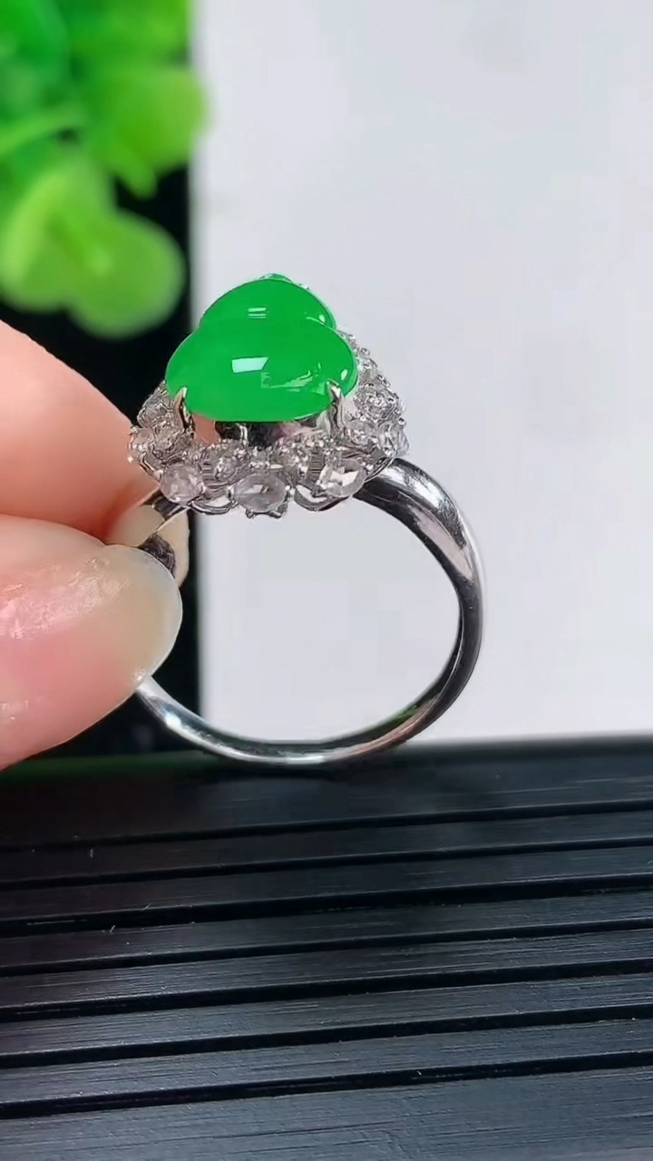 天然A货翡翠葫芦戒指尺寸17.7-16.5-13.4裸石12.6-8.7重量:4.19g2026年3月31日
工厂直销收藏佳品,种好水足，色泽均匀，有种有色，上手高大气！
