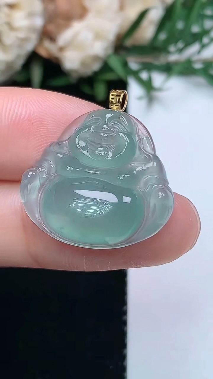 天然A货翡翠蓝水佛公吊坠，尺寸19.7-21.6-4.9，重量:3.27g
3月31日